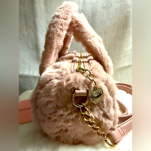 NEW Juicy Couture Pink Fuzzy Roll Crossbody Bag - Picture 2 of 7